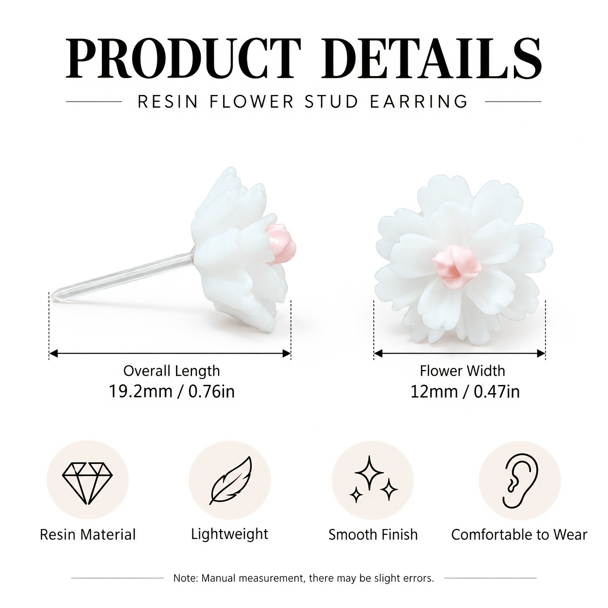Multicolor Flower Stud Earrings Set, 6-Pairs